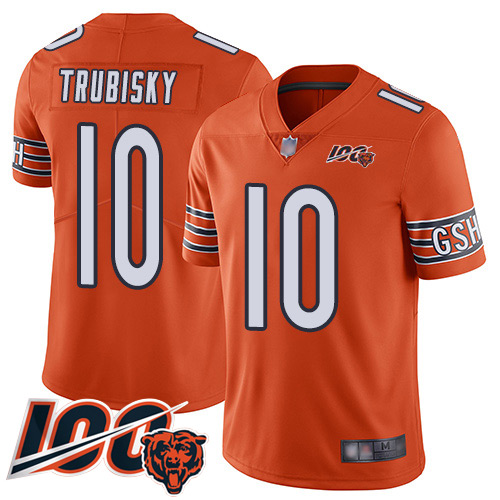 Chicago Bears Limited Orange Men Mitchell Trubisky Alternate Jersey NFL Football 10 100th Season
